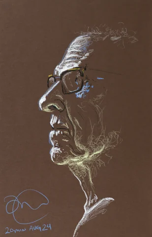 Seated portrait, side view
