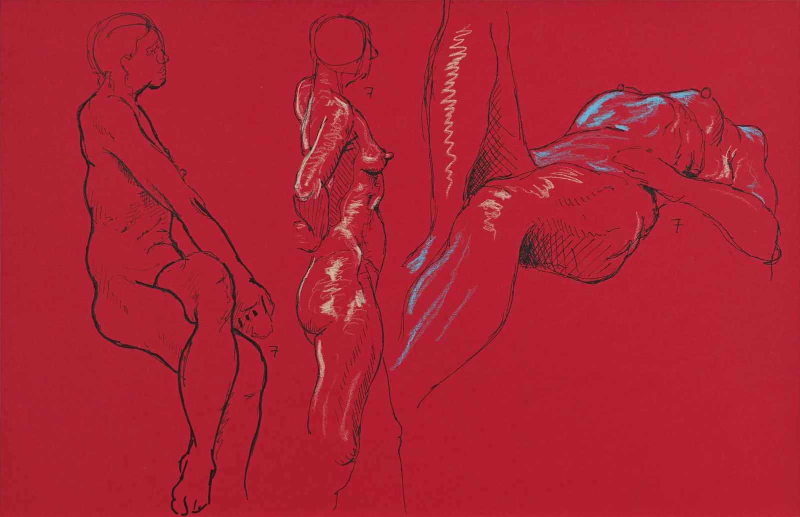 Gesture sheet, 3 poses by Riley Adamson