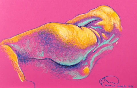 Lying-side figure, from-below view by Riley Adamson