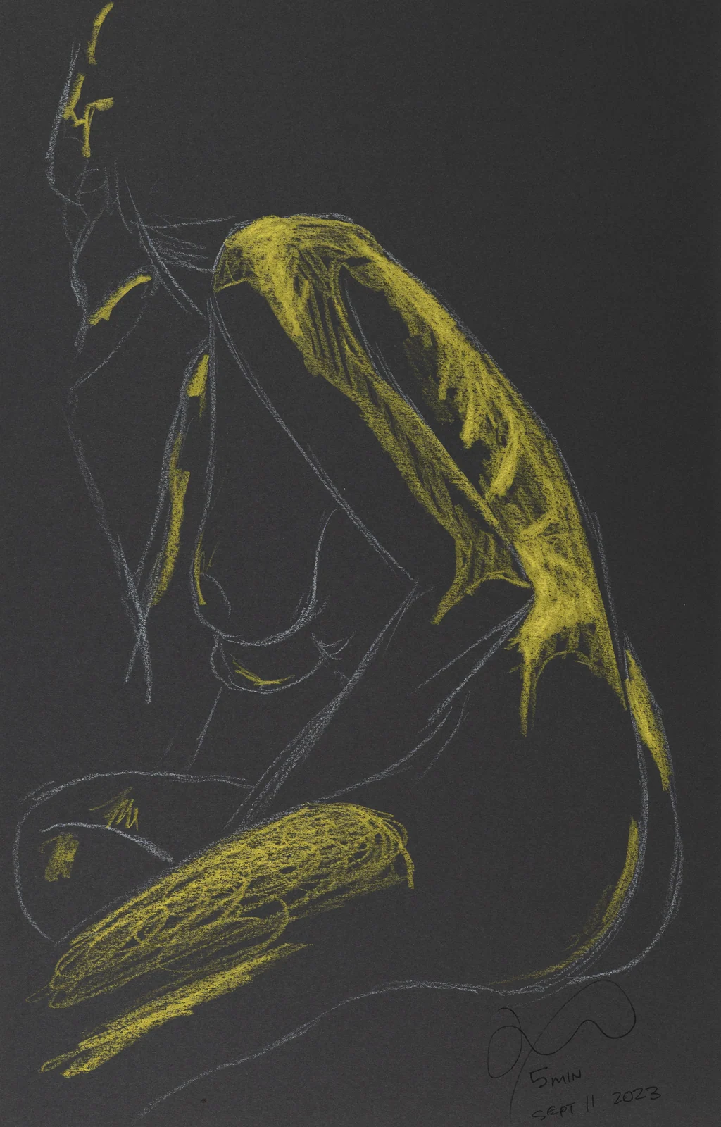 Seated figure, side view by Riley Adamson