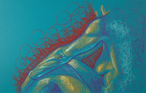 Seated figure, side view by Riley Adamson
