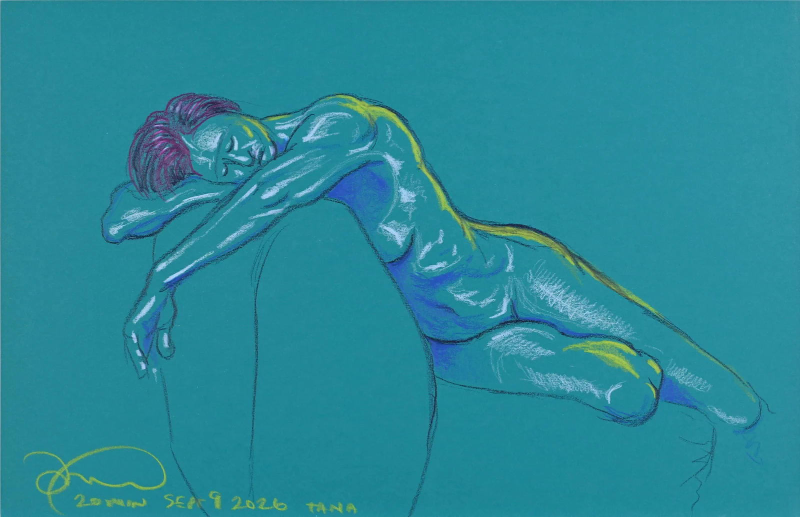 Seated figure, side view by Riley Adamson