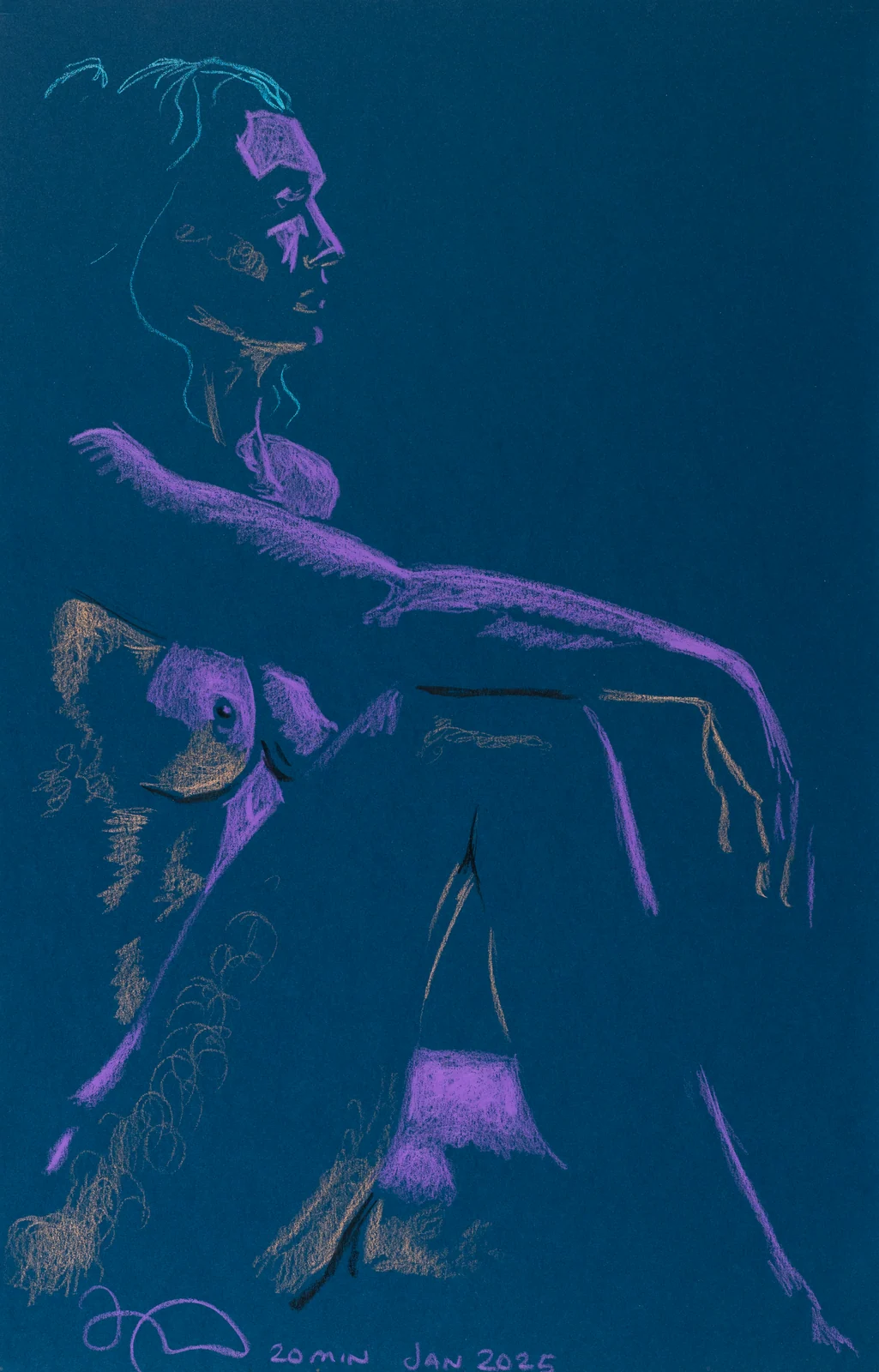 Figure drawing, side view by Riley Adamson