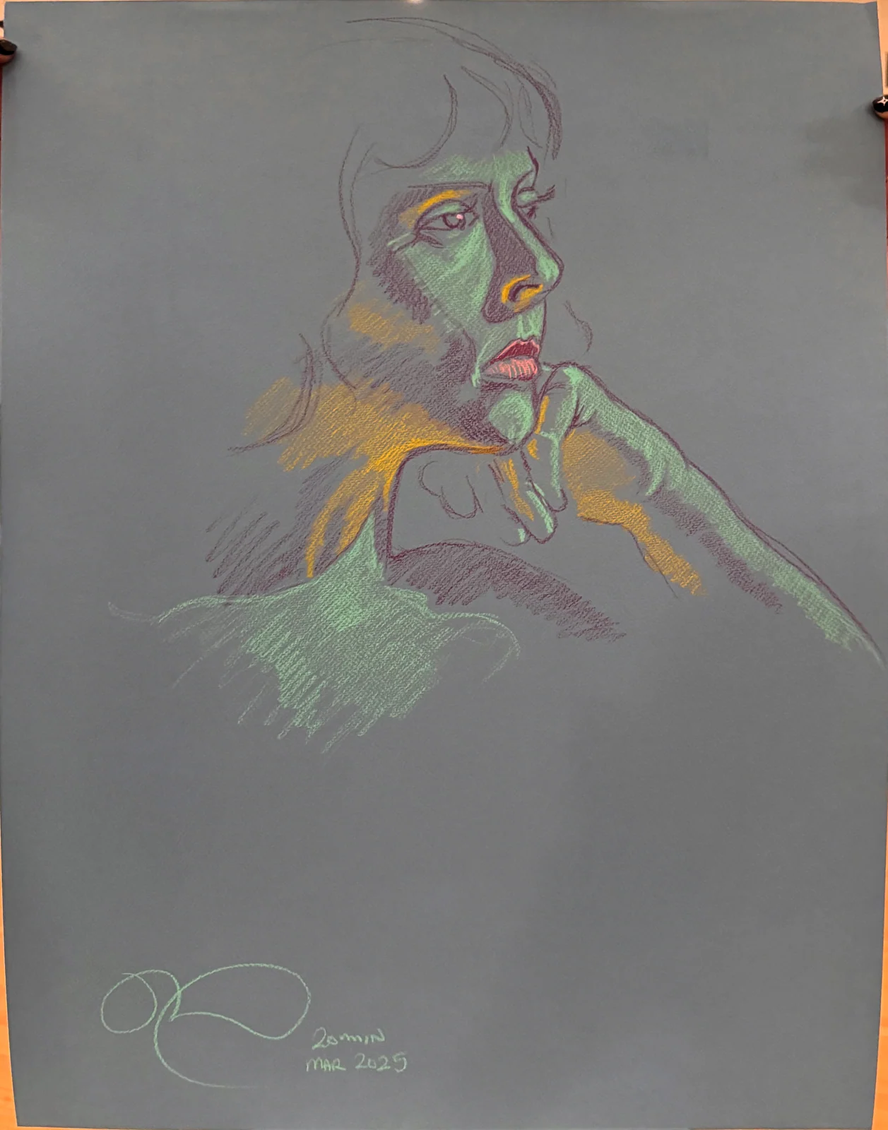 Seated portrait, side view by Riley Adamson