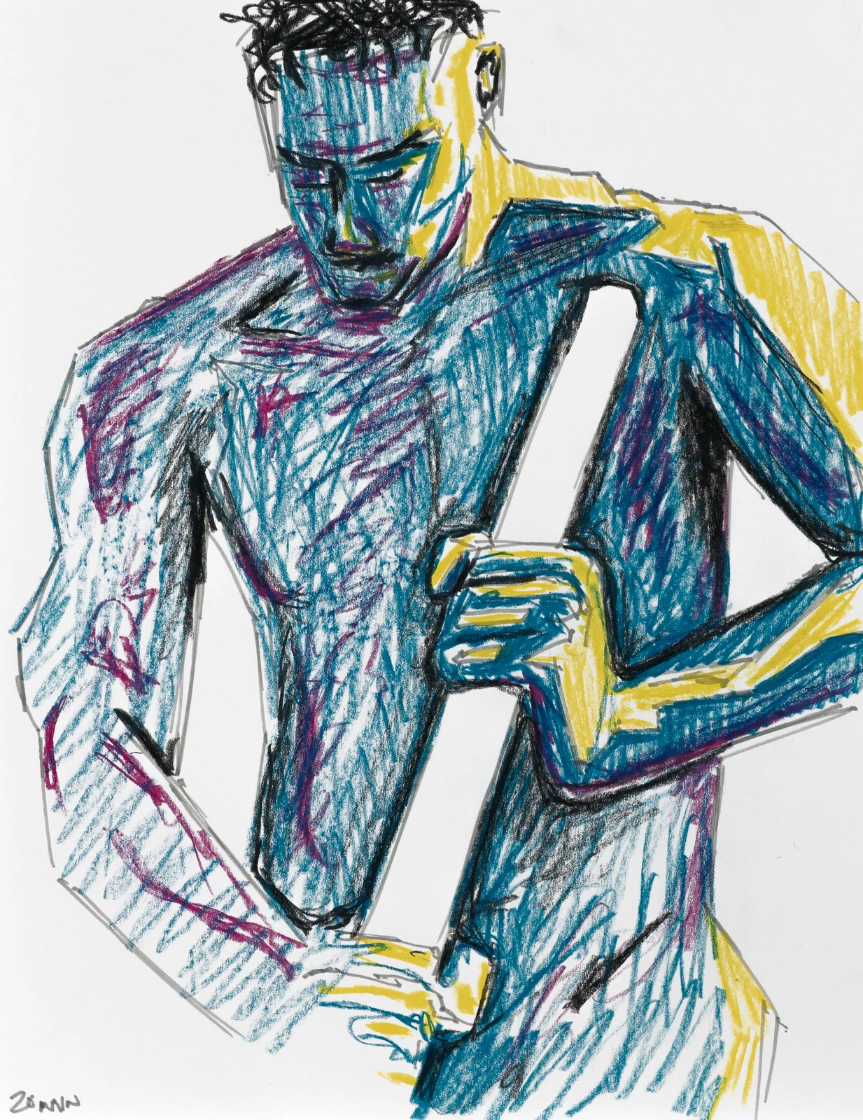 Seated figure, front view by Riley Adamson