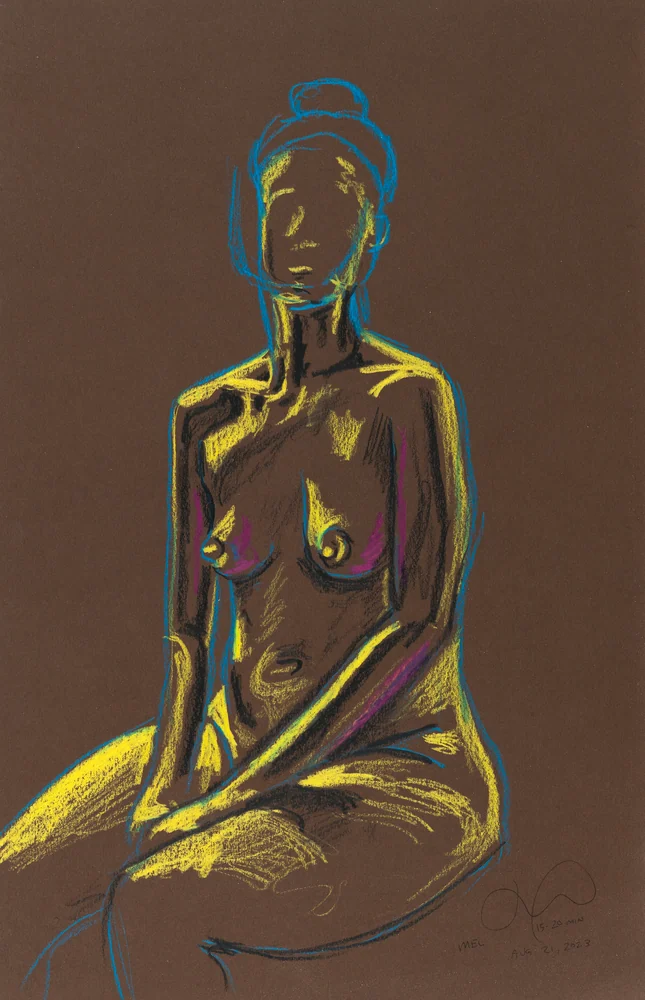 Seated figure, front view by Riley Adamson