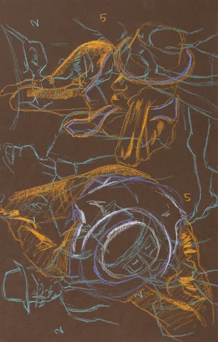 Gesture sheet, 3 poses by Riley Adamson