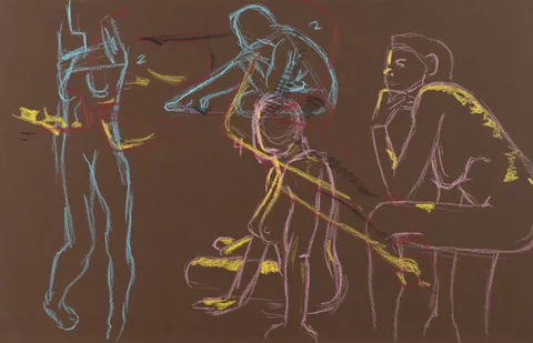 Gesture sheet, 4 poses by Riley Adamson