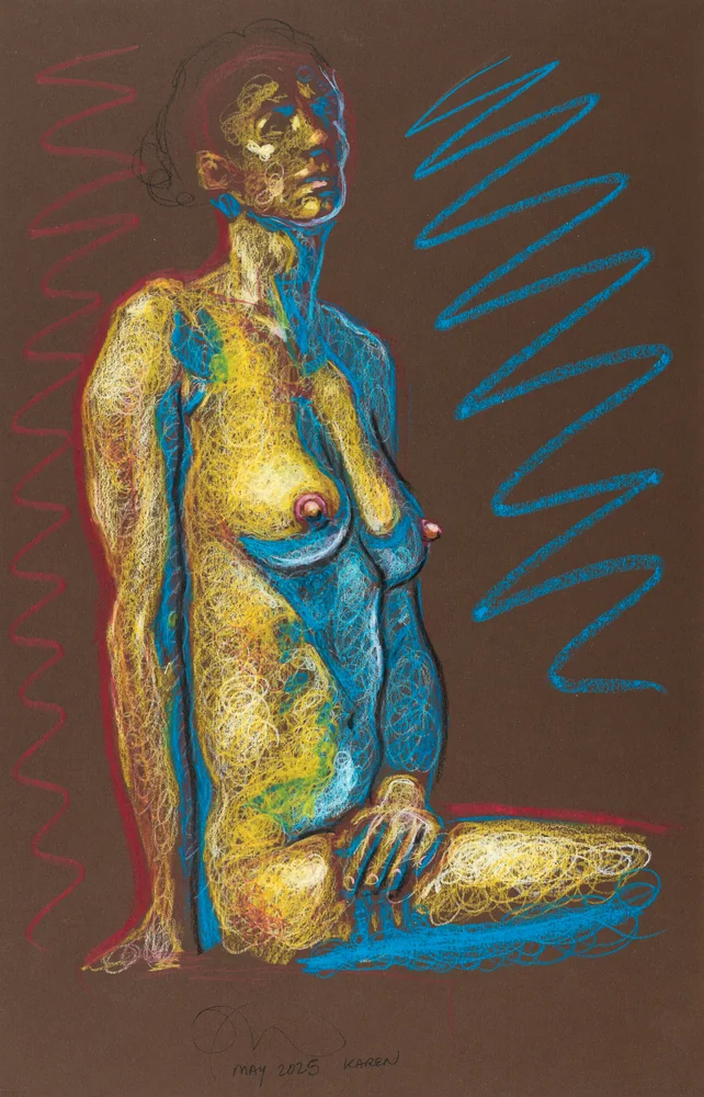 Seated figure, front view by Riley Adamson