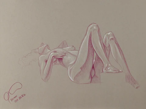 Lying-supine figure, front view by Riley Adamson