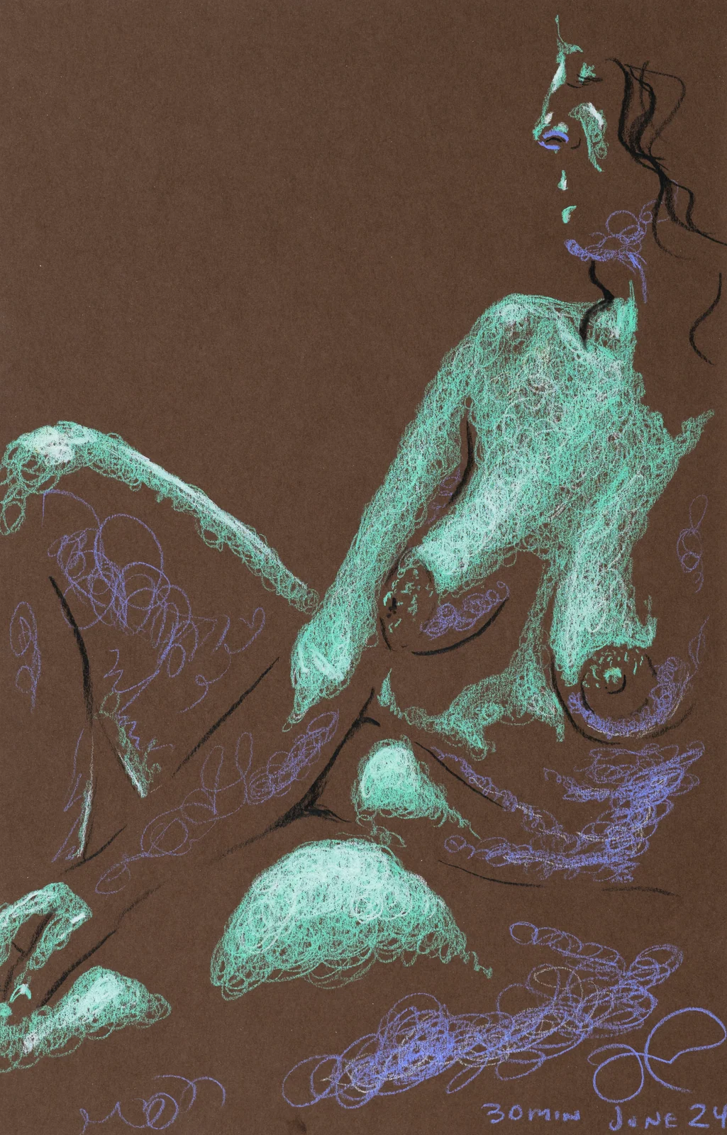 Seated figure, side view by Riley Adamson