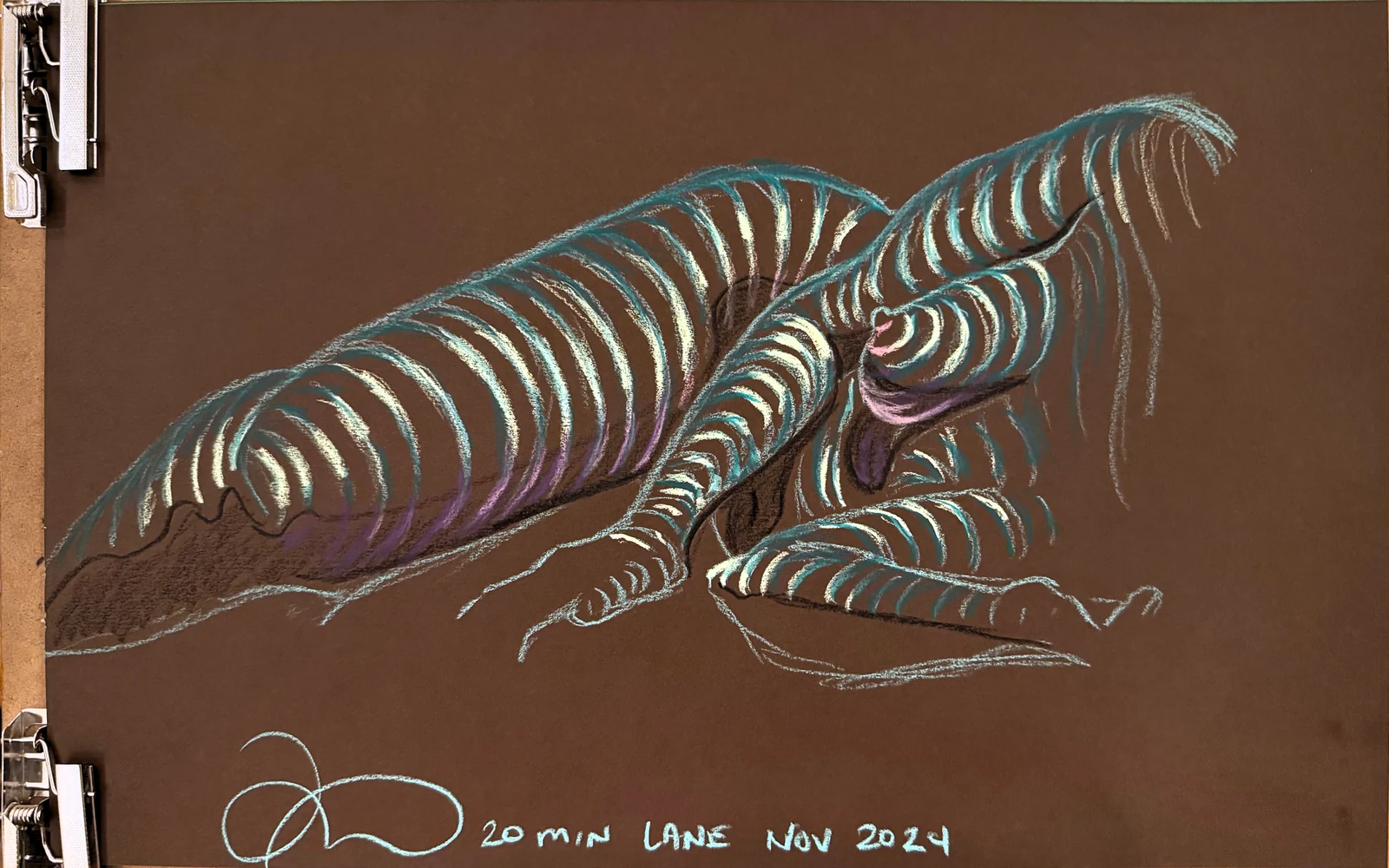 Figure lying on one side, front view by Riley Adamson