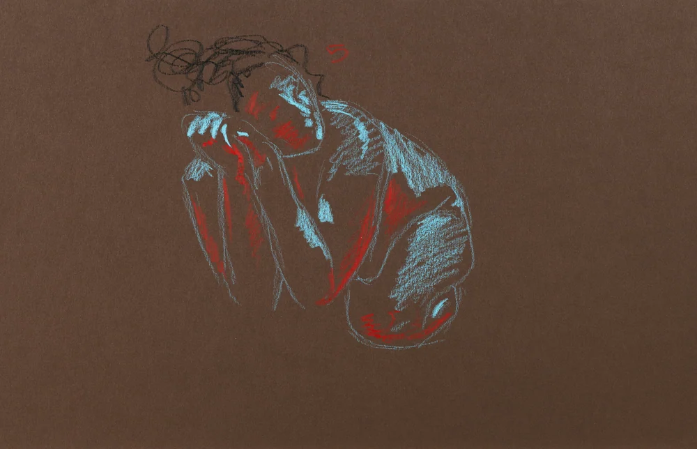 Crouching figure, side view by Riley Adamson