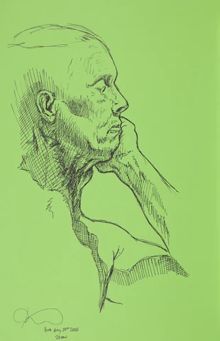 Seated figure, side view