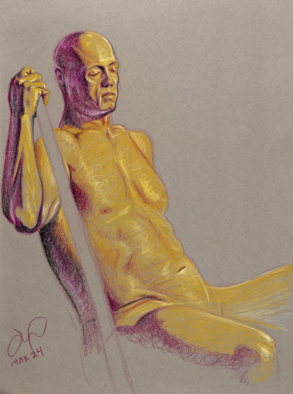 Seated figure, front view by Riley Adamson