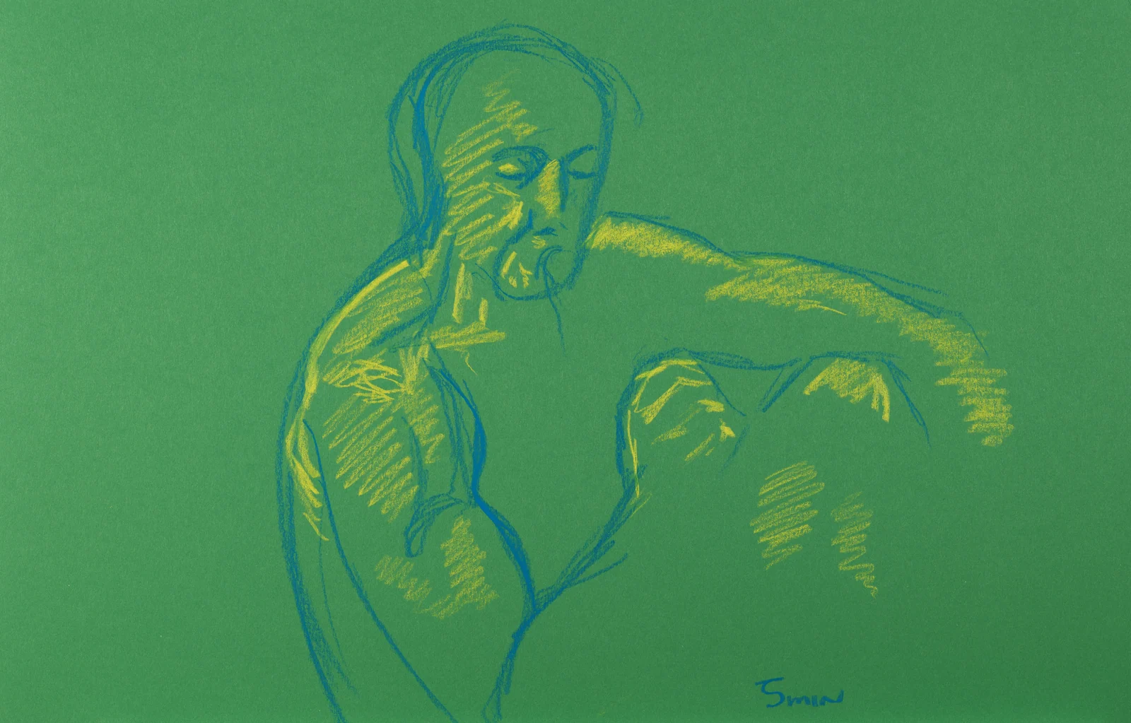 Seated figure, front view by Riley Adamson