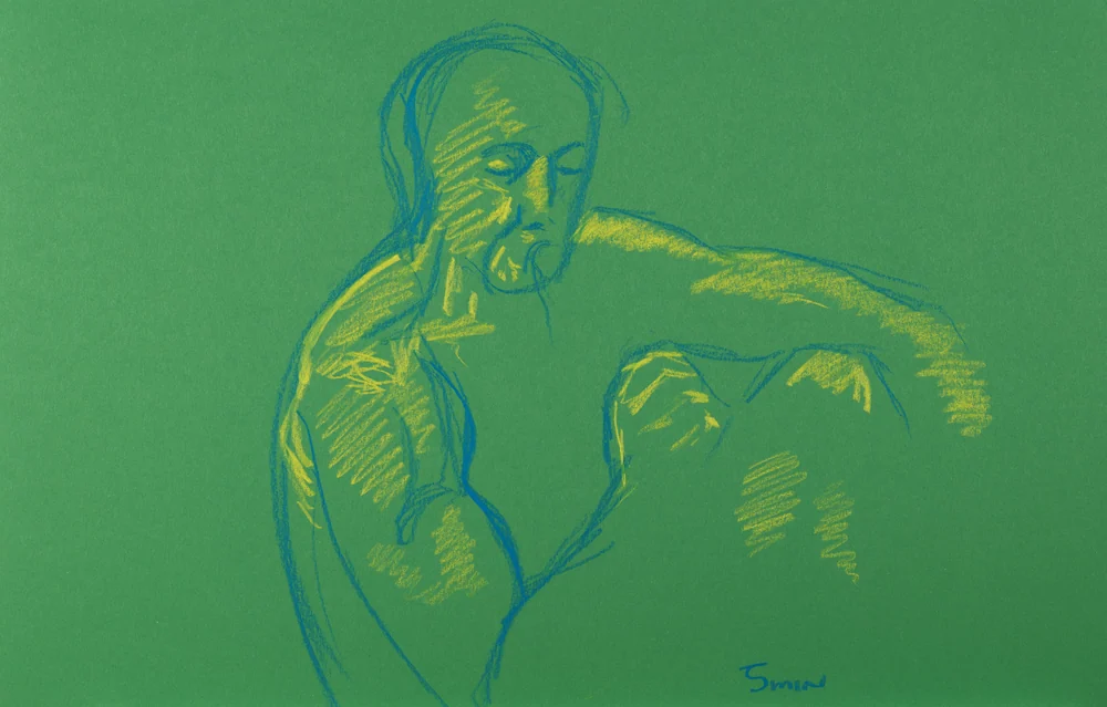 Seated figure, front view by Riley Adamson