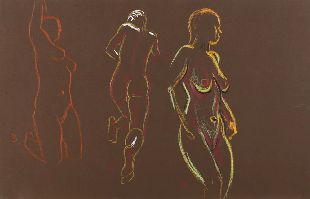 Gesture sheet, 3 poses by Riley Adamson