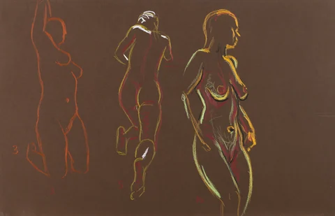 Gesture sheet, 3 poses by Riley Adamson