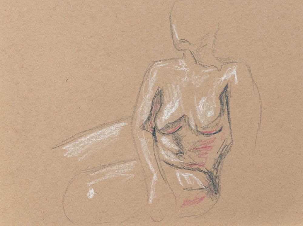 Seated figure, front view by Riley Adamson