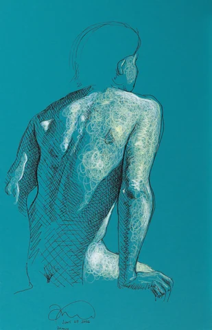 Seated figure, back view
