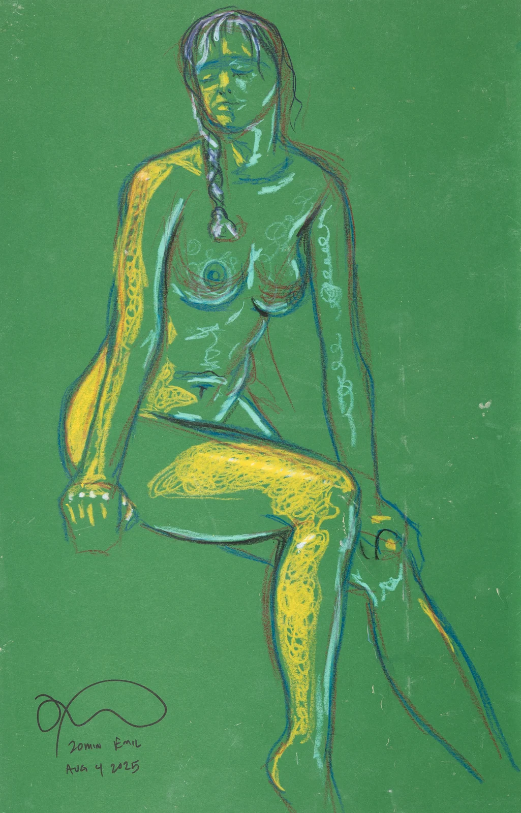 Seated figure, front view by Riley Adamson