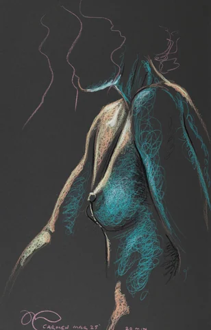 Seated figure, front view by Riley Adamson