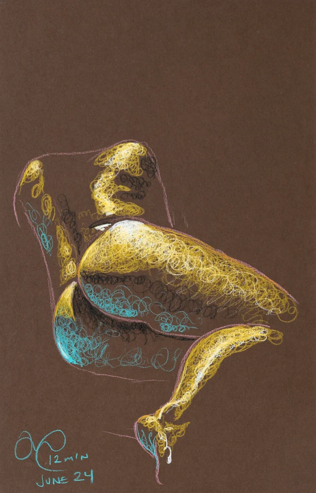 Seated figure, from-below view by Riley Adamson