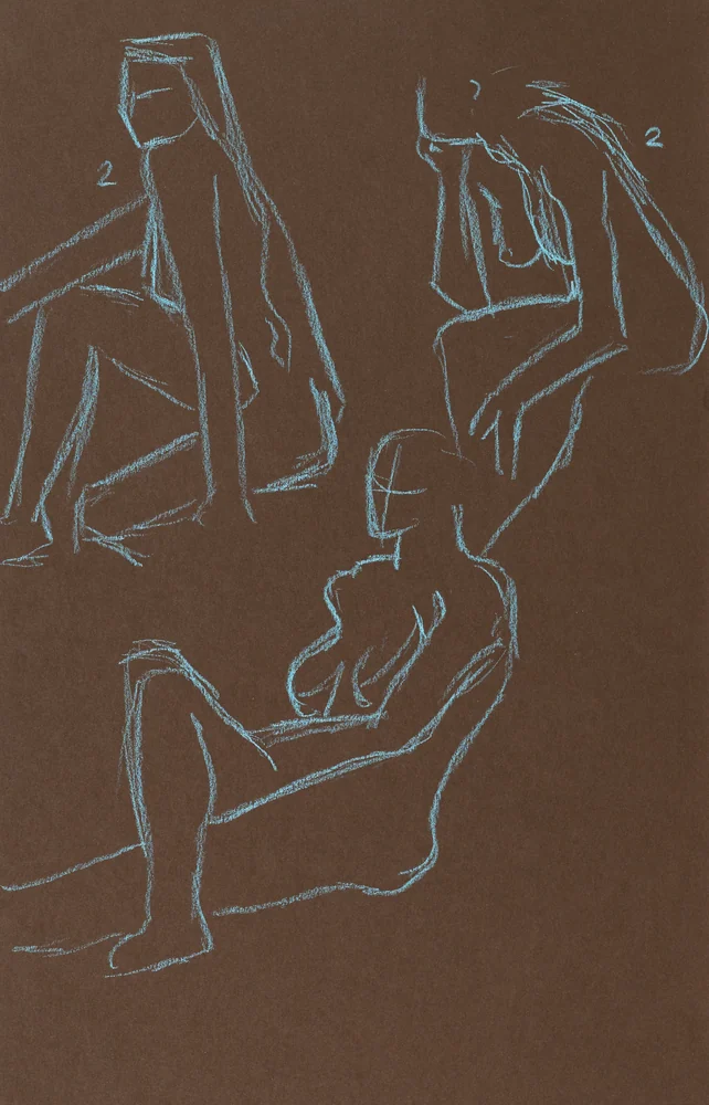 Gesture sheet, 3 poses by Riley Adamson