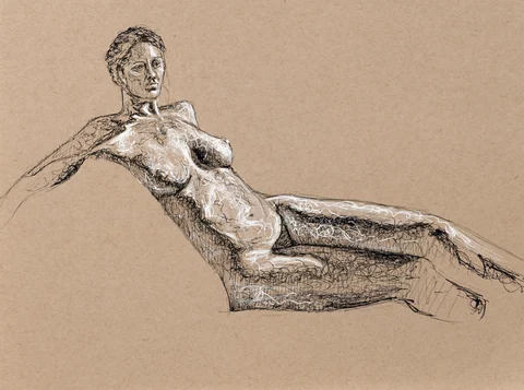 Seated figure, front view by Riley Adamson