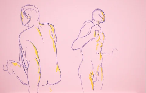Gesture sheet, 2 poses by Riley Adamson