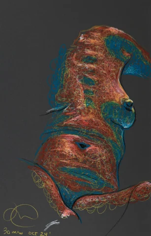 Seated figure, side view by Riley Adamson