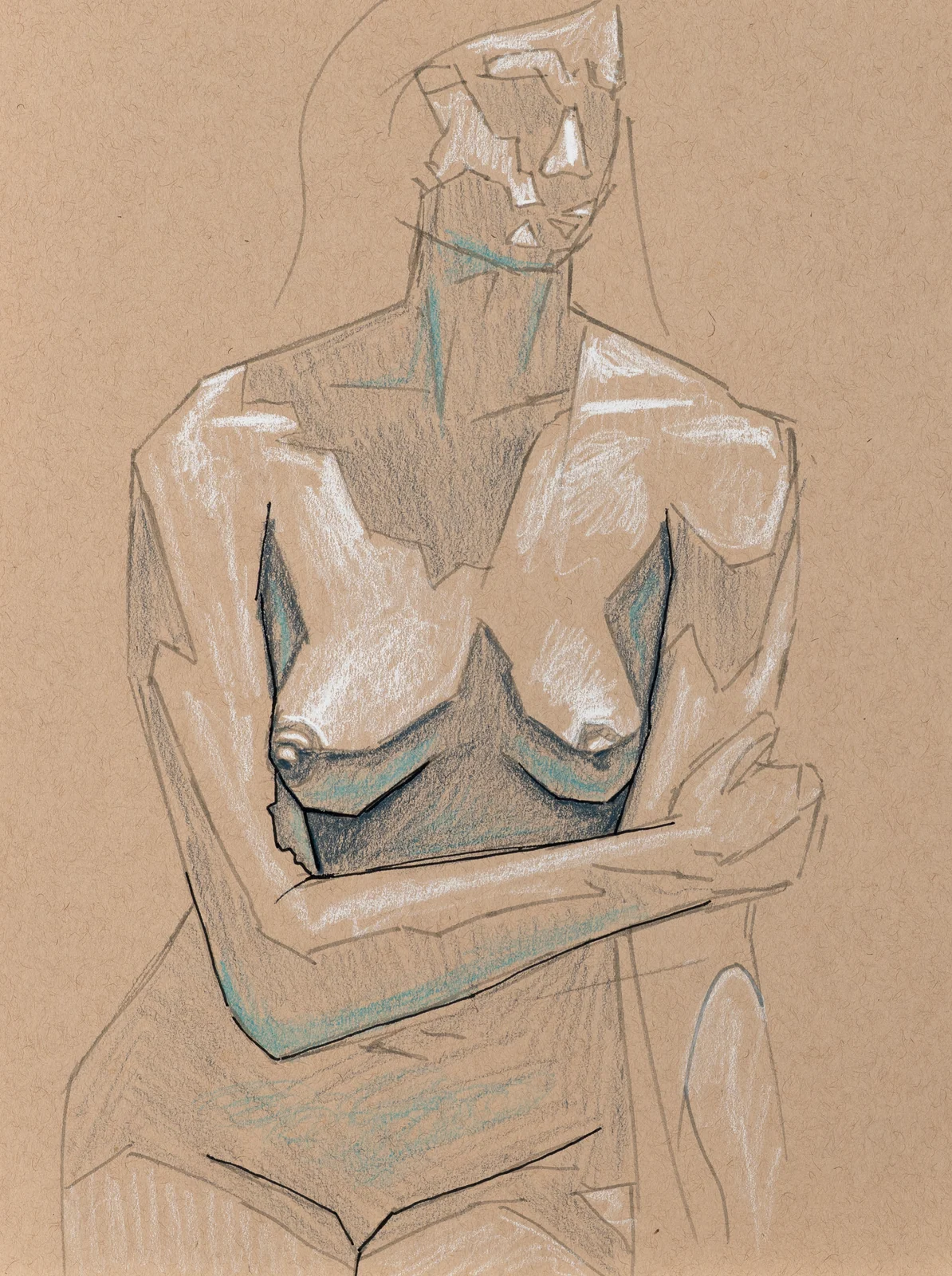 Seated figure, front view by Riley Adamson