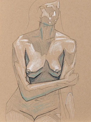 Seated figure, front view