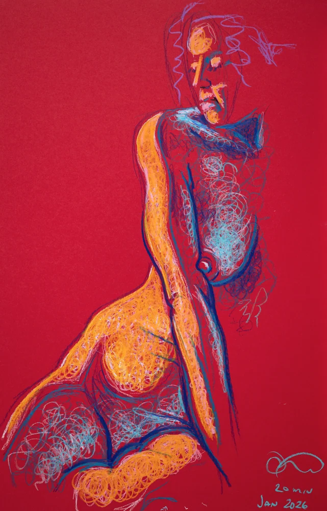 Seated figure, front view by Riley Adamson