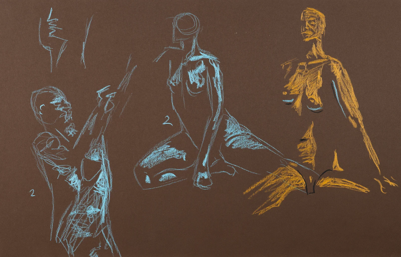 Gesture sheet, 4 poses by Riley Adamson