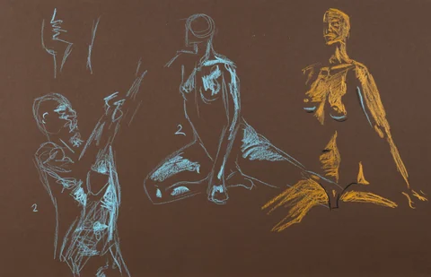 Gesture sheet, 4 poses by Riley Adamson
