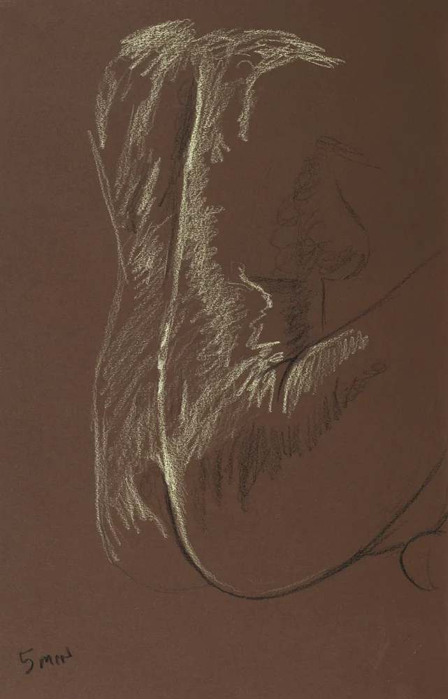 Seated figure, side view by Riley Adamson
