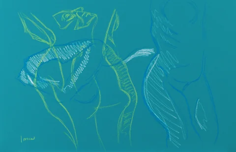 Gesture sheet, 2 poses by Riley Adamson