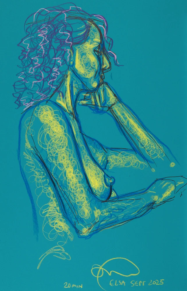 Seated figure, side view by Riley Adamson