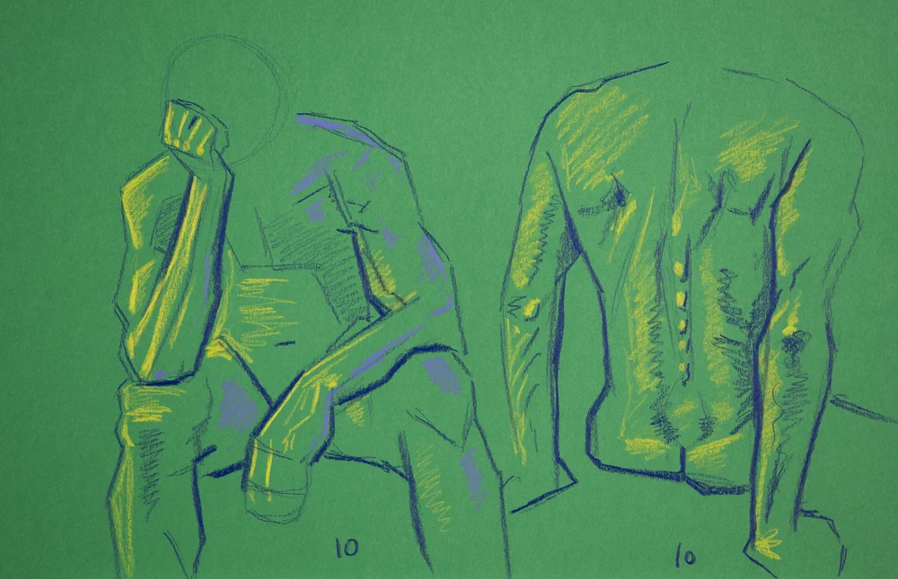 Gesture sheet, 2 poses by Riley Adamson