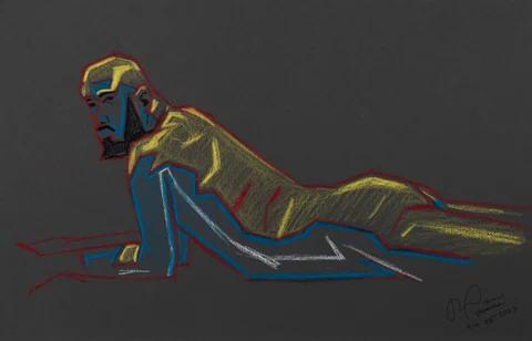 Lying-prone figure, side view