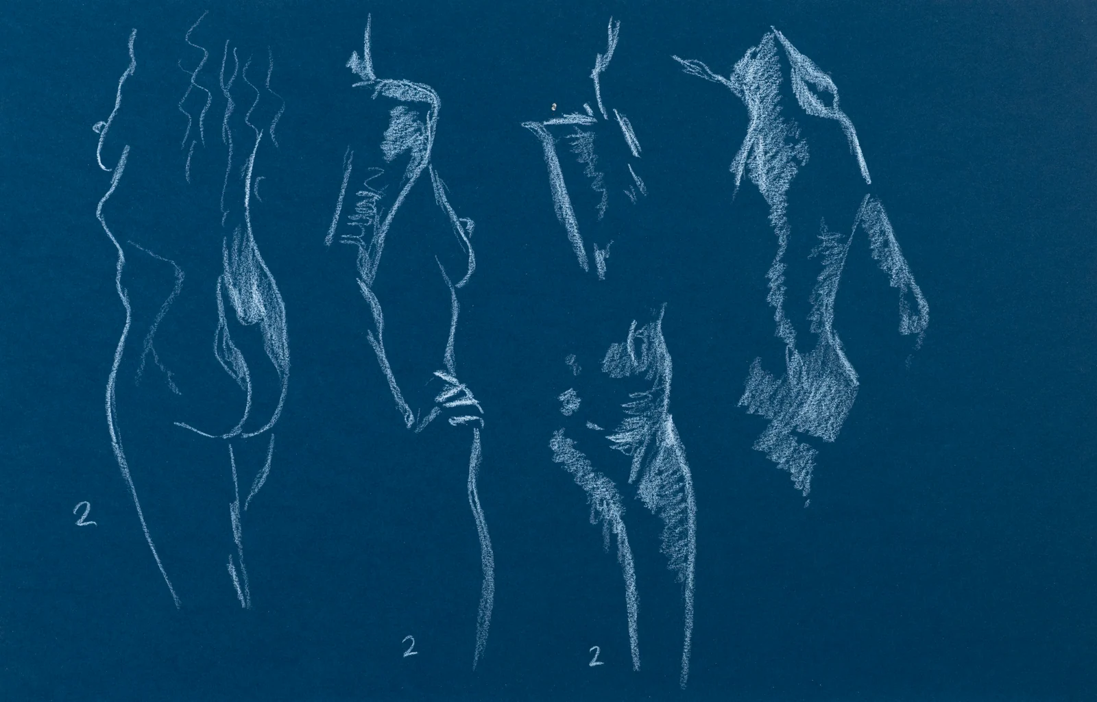Gesture sheet, 3 poses by Riley Adamson