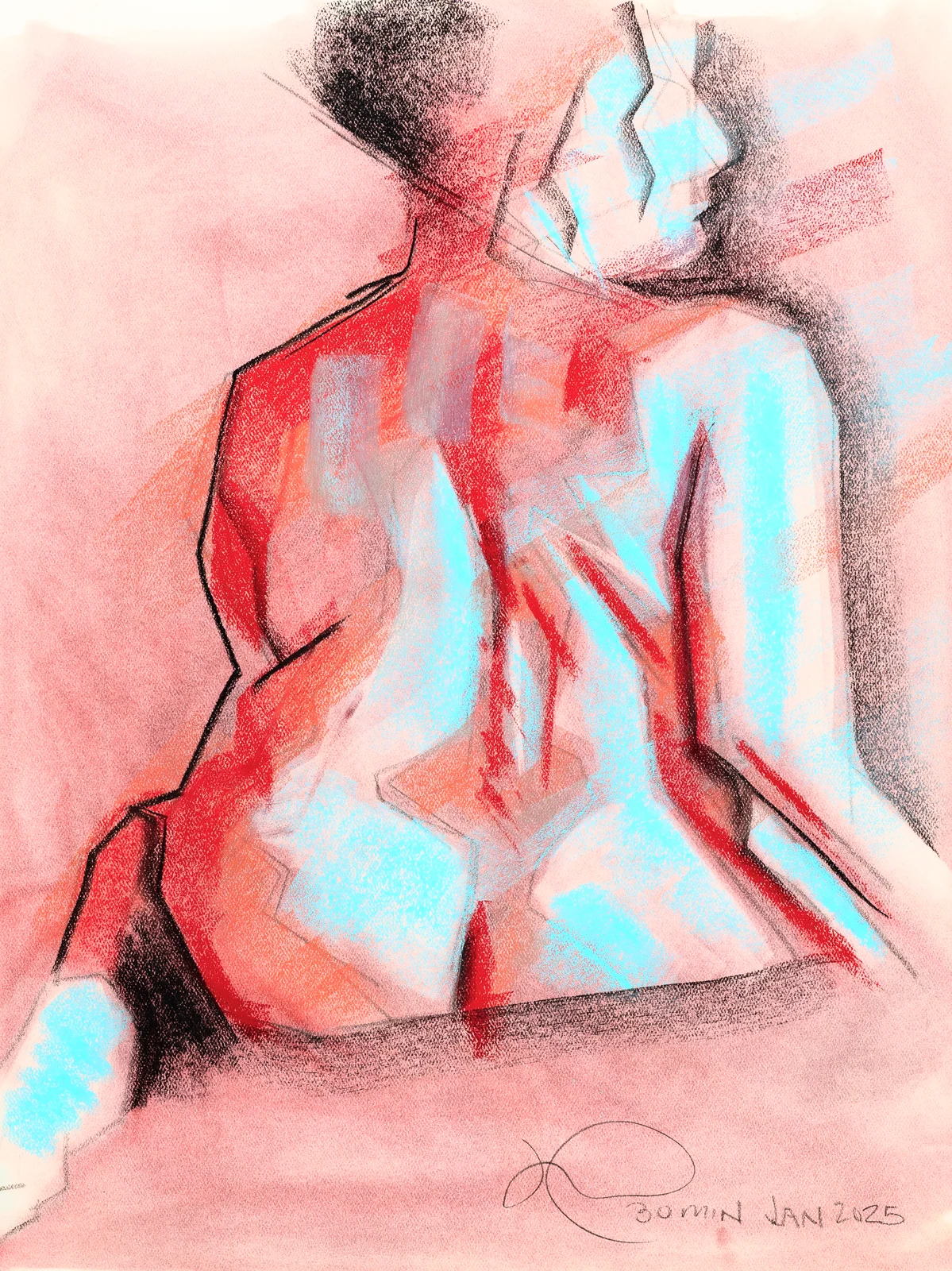 Seated figure, back view by Riley Adamson