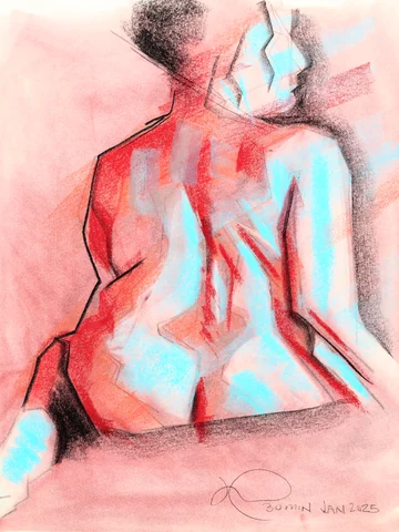 Seated figure, back view