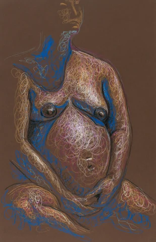 Seated figure, front view by Riley Adamson