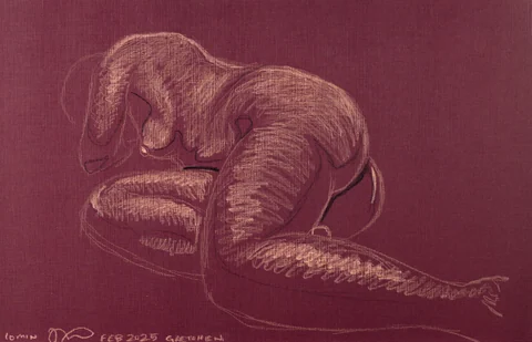 Figure drawing, side view by Riley Adamson
