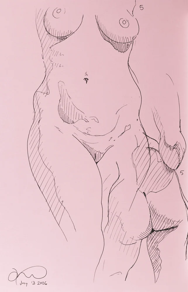 Seated figure, front view by Riley Adamson
