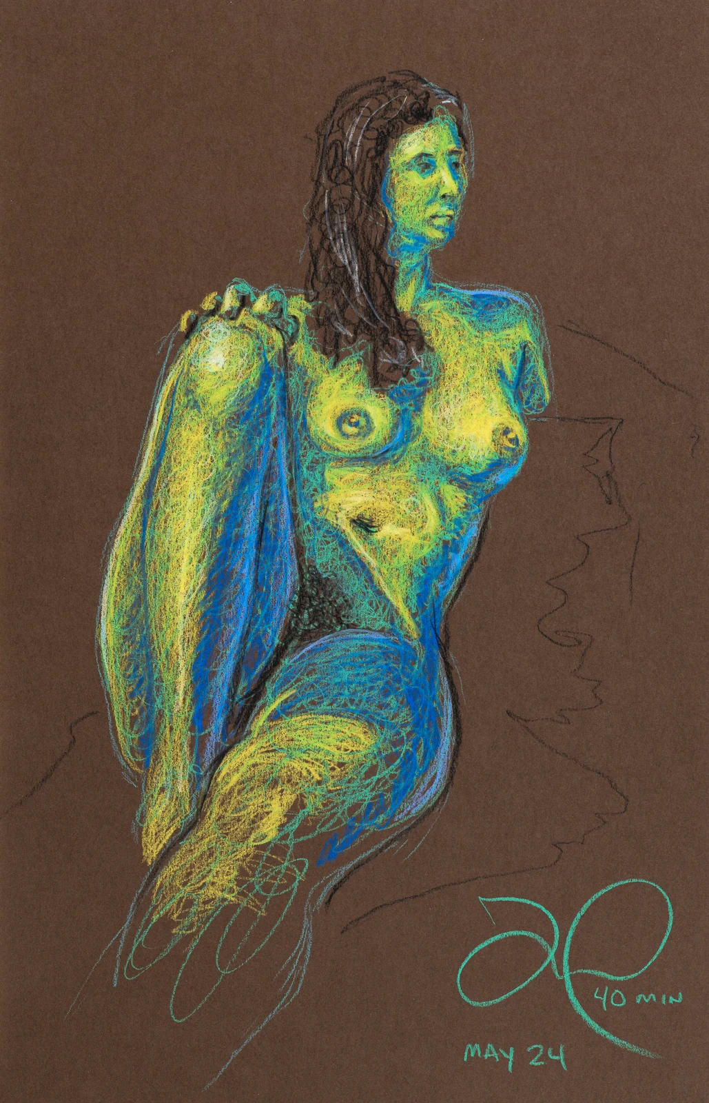 Seated figure, front view by Riley Adamson
