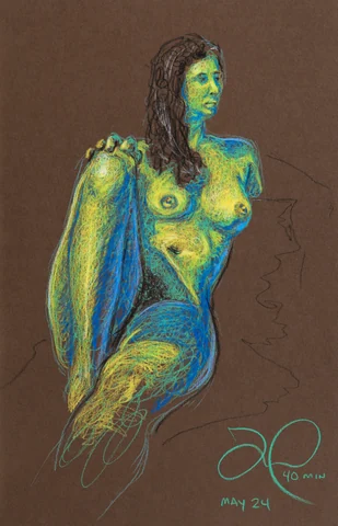 Seated figure, front view by Riley Adamson